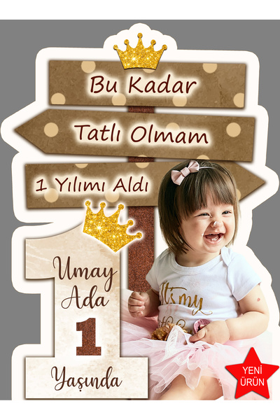 Sunligo Prens Doğum Günü Yön Panosu Masa Üstü Ayaklı Pankart 40 Cm Uzunluk Ka...