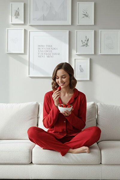 STRAWBERRY DÜĞMELİ PİJAMA TAKIM