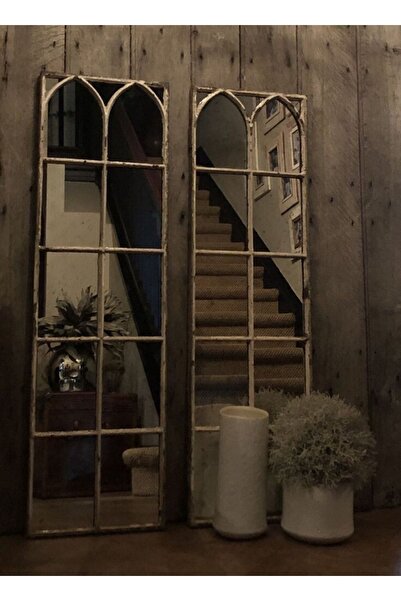 artglass vitray Metal Görünümlü Ahşap Eskitmeli Ayna (50 X 175)