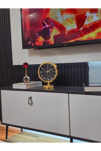 LH Lavinya Home Saat Lüks Masa Üstü Gold Metal 25x20 cm | Dekoratif Şık Tasarım