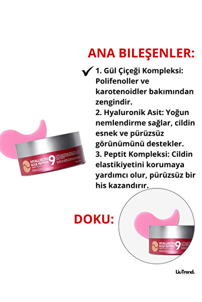 Medipeel Hyaluron Rose Peptide 9 Ampoule Eye Patch 60 Adet Gül Özü Ve Peptidler Içeren Göz Bandı M0085