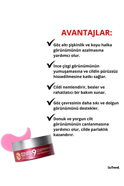 Medipeel Hyaluron Rose Peptide 9 Ampoule Eye Patch 60 Adet Gül Özü Ve Peptidler Içeren Göz Bandı M0085