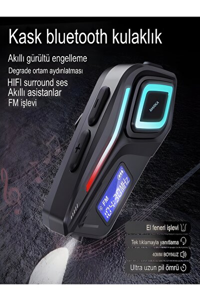 DEANB IP68 Su Geçirmez FM Radyo Fenerli İNTERKOM Bluetooth Motosiklet Kask Kulaklığı HD LCD Ekran