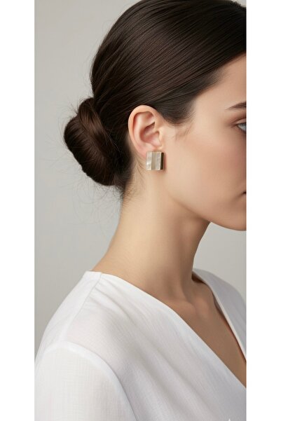 vina's atelier Pearlescent Colorful Square Steel Earrings