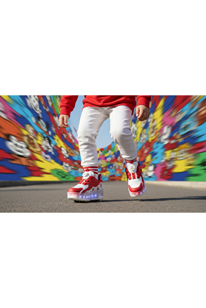 LE STYLE DE MARIE Patenli Işıklı Ayakkabı Ortopedik Tekerlekli Led Işık ON-OF...