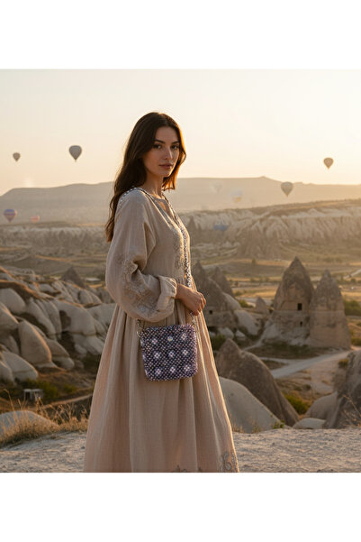 Las Perlas Renkli Boncuk Tasarım Çanta Çapraz Askılı Omuz Çantası