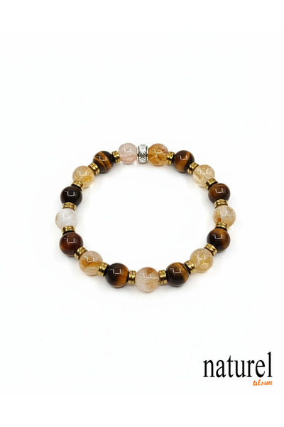 Naturel Tılsım الحجر الطبيعي سيترين - عين النمر - سوار الهيماتيت للثروة والثراء