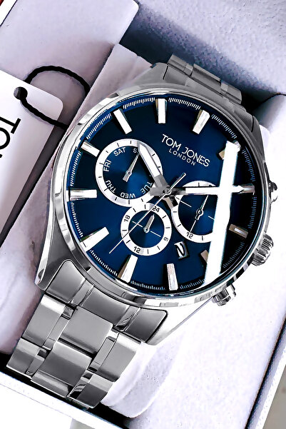 Tom Jones Men's Wristwatch 3 Atm Waterproof Silver Color Steel Strap