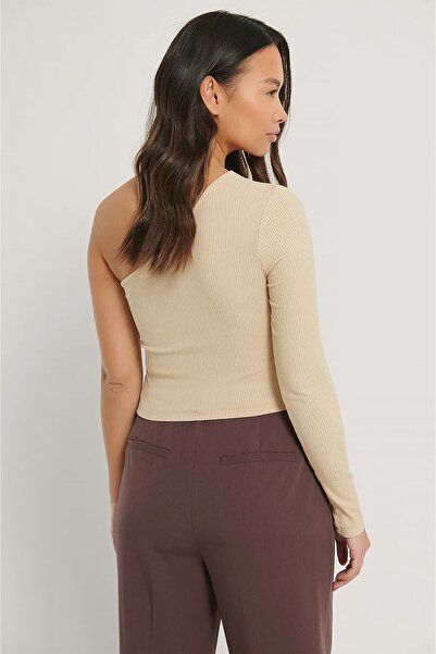 ÖZ PAMUK Tek Omuz Açık Uzun Kol Bluz