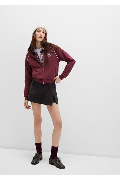 Mavi Kadife Kahverengi Şort Etek 1410234-90892