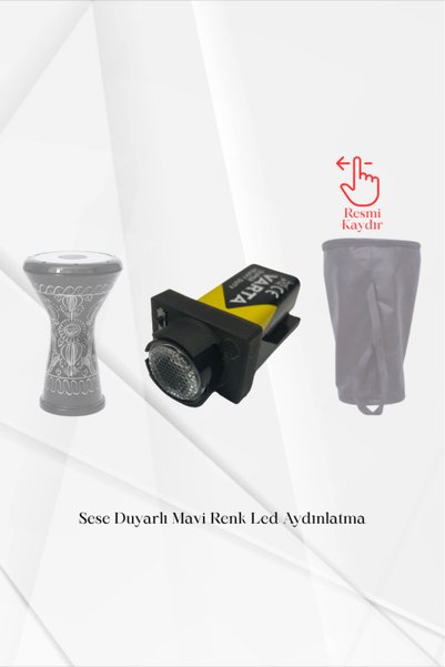 SALVADOR Ritme Duyarlı Yeşil Işıklı Erzincan İşlemeli Döküm Darbuka Kılıfı + Led Projektör