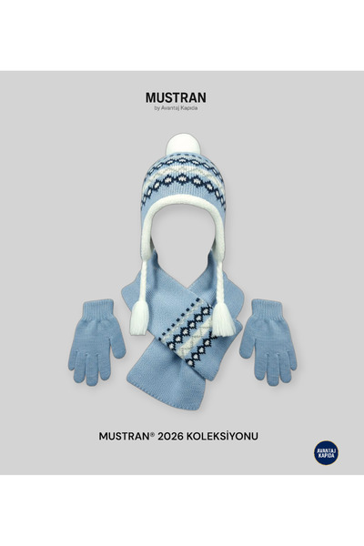 Mustran Children's Fleece-Lined Knitwear Beanie Scarf Gloves Set of 3 - Thick Knitted Winter Gift Model