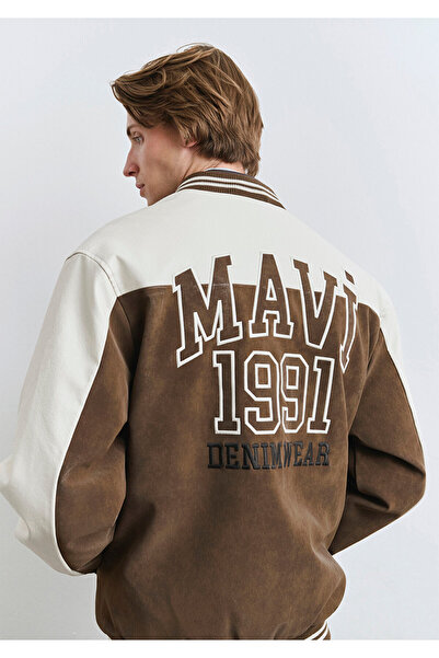 Mavi Печатно яке от изкуствена кожа в колежански стил, свободна кройка / релаксирана кройка 0110724-70242