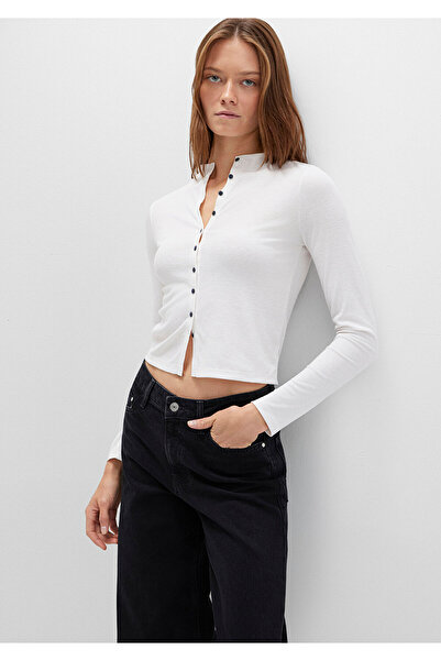 Mavi Μπλουζάκι εκρού με λεπτομέρεια με κουμπιά, εφαρμοστό στο σώμα / εφαρμοστό στο σώμα 1613695-70057