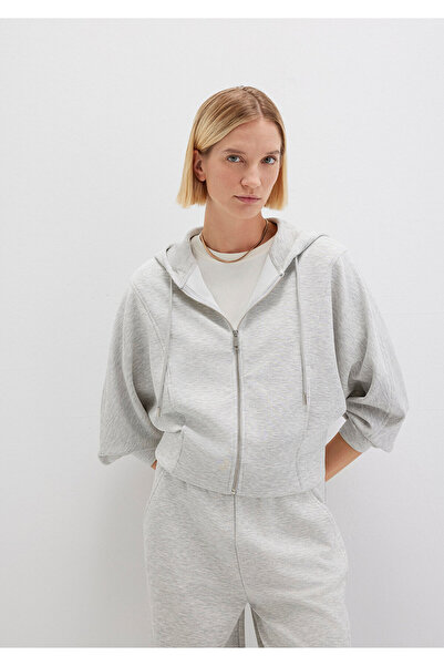 Mavi Fermuarlı Gri Sweatshirt 1S10440-87033