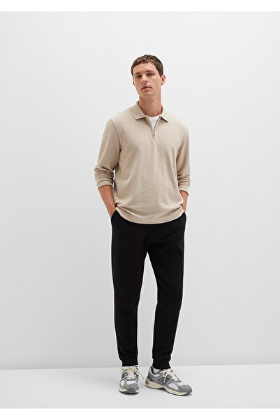 Mavi Half Zip Long Sleeve Beige T-Shirt Regular Fit / Regular Cut 0613045-70039