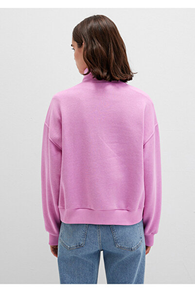 Mavi Logo Printed Semi-Zip Pink Sweatshirt 1S10373-71067