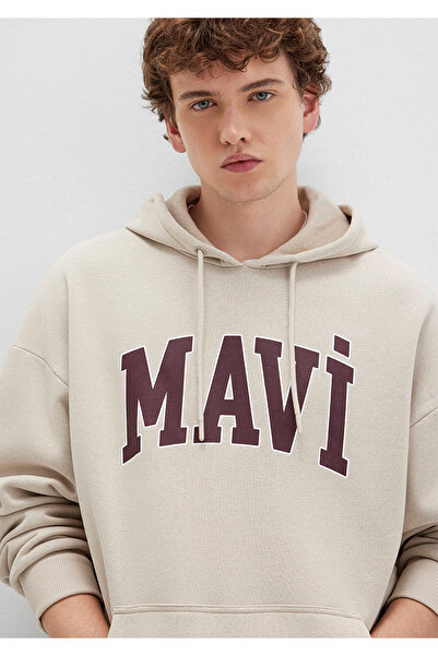 Mavi Beiges Sweatshirt mit Kapuze und Logo-Print 067149-70004