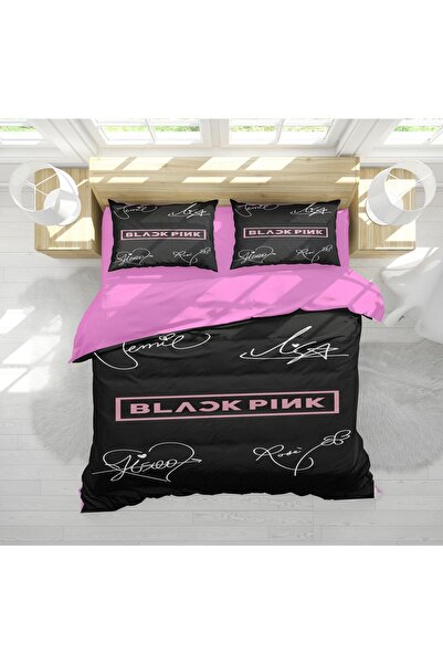 Erays Home Black Pink 3D Digitalna štampa paket Bračni Set posteljine Black Pink