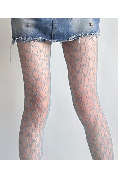 VEGAROKS Gray Patterned Imported Mesh Pantyhose