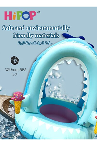 HIPOP Children's Inflatable Swimming Ring,Portable Floating Seat,Children Floating Toys with Awning