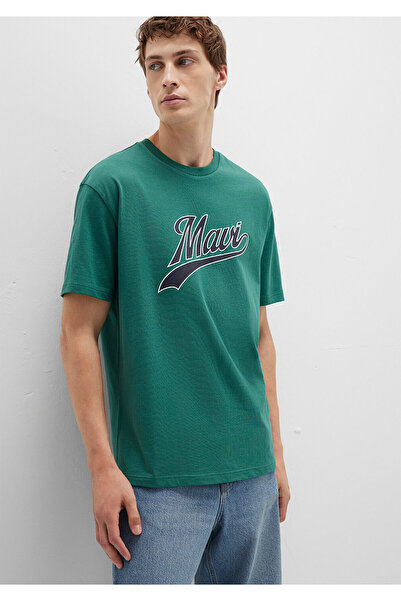 Mavi Λογότυπο τυπωμένο πράσινο μπλουζάκι Loose Fit / Loose Relaxed Fit 0613023-71874