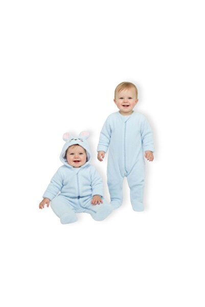 atabay Welsoft Rabbit Hooded Overalls with Booties Blue
