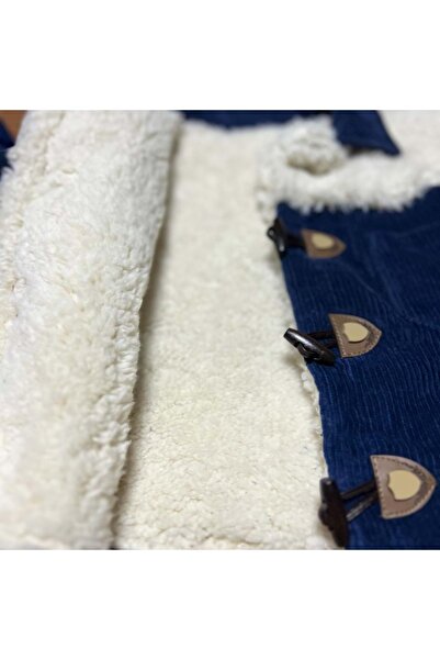 LOVE MAXX Velvet Plush Coat Dark Blue