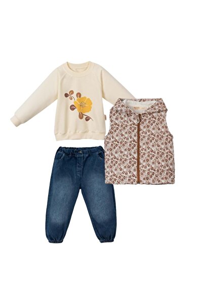 Necix's SET TRIPLU CU CAPĂTĂ CU CAPITONĂ CU FLORI cu glugă PANTALONI LEK DENI...