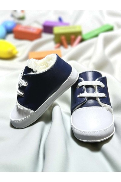 LOVE MAXX Plush Inside Baby Booties Navy Blue