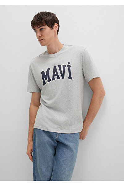 Mavi Logo Printed Gray T-Shirt Loose Fit / Loose Relaxed Fit 0611711-80196