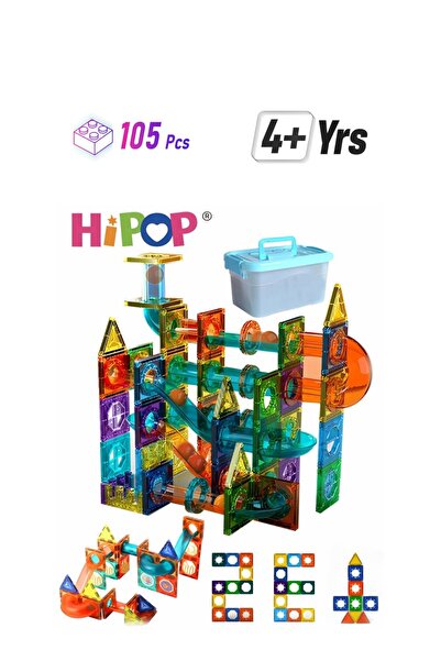 HIPOP Magnetic Toys Building Block Set With Storage Box,Stacking Blocks 105 PCS,Early Educational Building