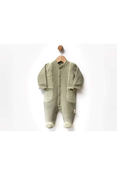 atabay Plush Detailled Fleece Bootie Overalls Khaki
