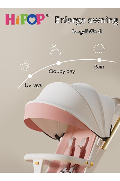 HIPOP 2 In 1 Stroller for Baby and Kids,with Rotating Seat and Spring Shock Absorber,Food Tray,Sturdy and