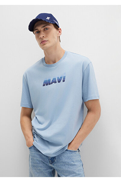 Mavi Baskılı Tişört Loose Fit / Bol Rahat Kesim 0612904-80796