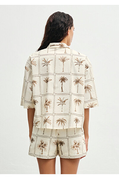 Mavi Cămașă cu imprimeu Palmiye Oversize / Wide Cut 1211309-91116