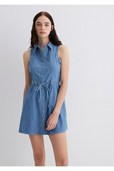 Mavi Raven Akdeniz Yıldız Baskılı Indigo Mavisi Jean Elbise 1310660-89760