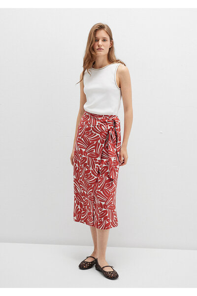 Mavi Printed Red Skirt with Tie Detail 1310765-91314