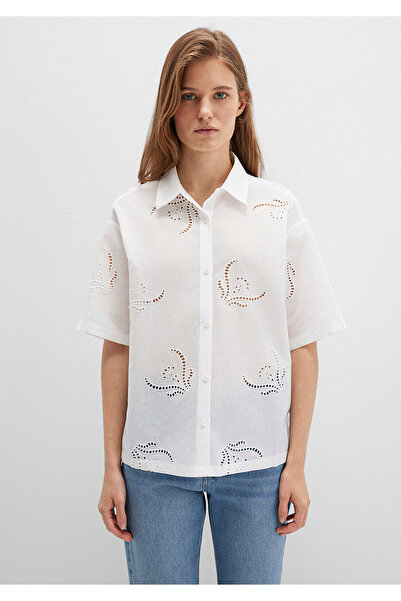 Mavi Brode Detailed White Shirt Loose Fit / Loose Relaxed Cut 1211186-70057