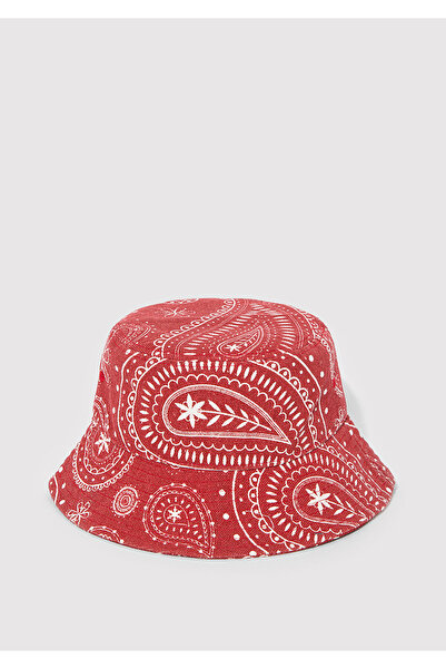 Mavi Baskılı Kırmızı Bucket Şapka 1912974-10076