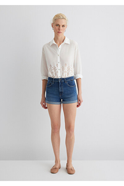 Mavi Vivia Cuffed Dark Flex Blue Jean Şort 1411217-89702