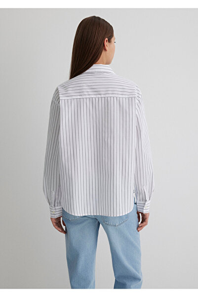 Mavi Cămașă albă cu dungi antracit, croială largi / largi, croială confortabilă 1211226-86678