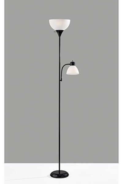 COOYA مصباح أرضي مزدوج الإضاءة، تصميم حديث لإضاءة أرضية متعددة الاستخدامات، 175 سم، أسود