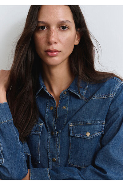 Mavi Angela Classic Denim Koyu Mavi Jean Gömlek Fitted / Vücuda Oturan Kesim 1210819-89252
