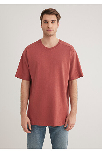 Mavi Rotes Basic-T-Shirt mit Nahtdetail, lockere Passform / lockere, entspannte Passform 0612227 -70444