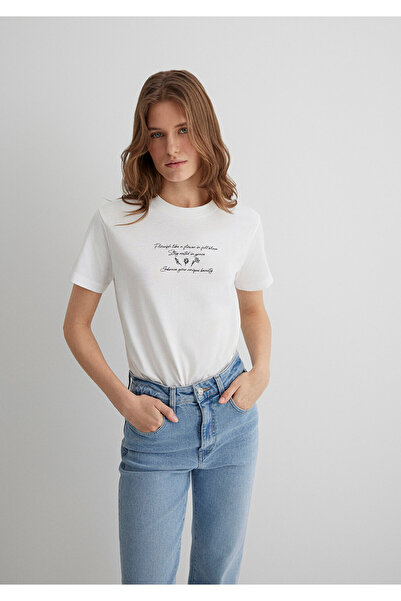 Mavi Τυπωμένο T-Shirt Ecru Regular Fit 1613133 -70057