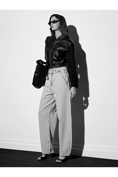 Dilvin 71450 Snow Wash Gray Skater Denim Trousers-Grey