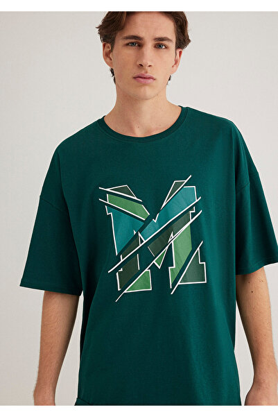 Mavi Πράσινο T-Shirt με λογότυπο Oversize / Wide Cut 0612551 -81962