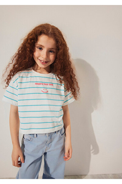 Mavi Μπλουζάκι με στάμπα πράσινο ριγέ Loose Fit / Loose Relaxed Fit 7610272 -89543