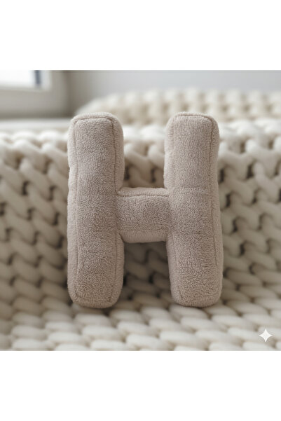 Woodesk ليترا، حرف H، وسادة، وسادة، حشوة من الألياف، قماش ويلسوفت، 40 سم